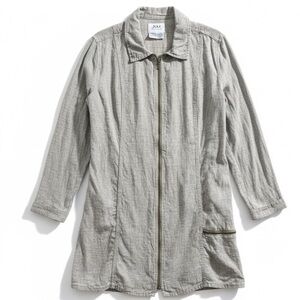 FLAX by Jeanne Engelhart Mushroom Linen Zip Front Jacket – Size L